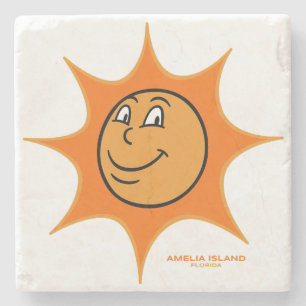 Amelia Island Grote lachende zon Stenen Onderzetter