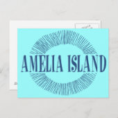 Amelia Island in blauw met zonneontwerp Briefkaart (Voorkant / Achterkant)