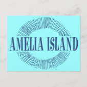 Amelia Island in blauw met zonneontwerp Briefkaart (Voorkant)