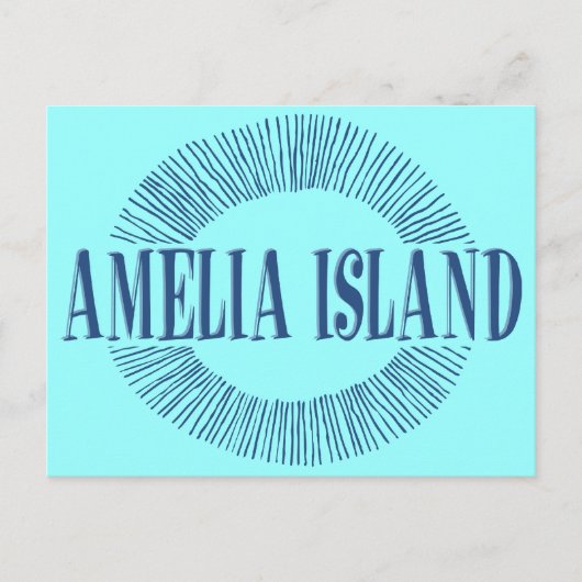 Amelia Island in blauw met zonneontwerp Briefkaart (Voorkant)