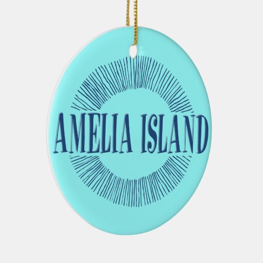 Amelia Island in blauw met zonneontwerp Keramisch Ornament (Rechts)