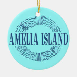 Amelia Island in blauw met zonneontwerp Keramisch Ornament