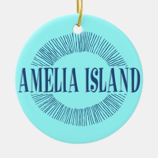 Amelia Island in blauw met zonneontwerp Keramisch Ornament (Voorkant)