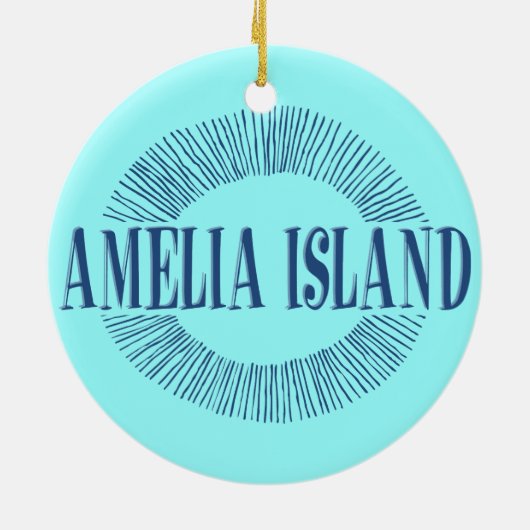 Amelia Island in blauw met zonneontwerp Keramisch Ornament (Achterkant)