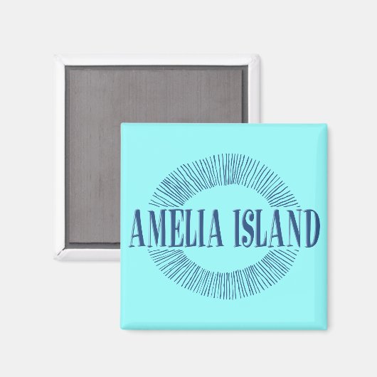 Amelia Island in blauw met zonneontwerp Magneet (Voorkant / Achterkant)