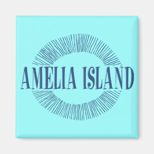 Amelia Island in blauw met zonneontwerp Magneet
