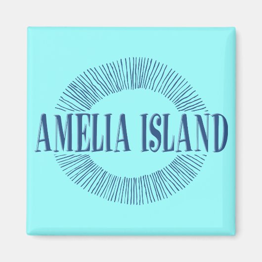 Amelia Island in blauw met zonneontwerp Magneet (Voorkant)