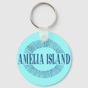 Amelia Island in blauw met zonneontwerp Sleutelhanger