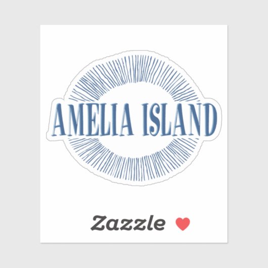 Amelia Island in blauw met zonneontwerp Sticker (Vel)