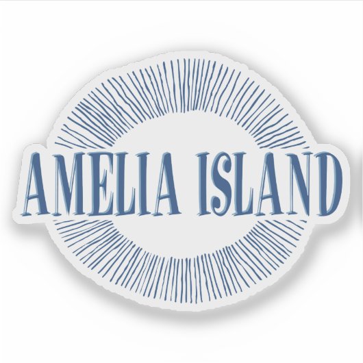 Amelia Island in blauw met zonneontwerp Sticker (Voorkant)