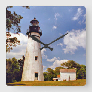 Amelia Island Lighthouse Florida Square Wall Clock Vierkante Klok