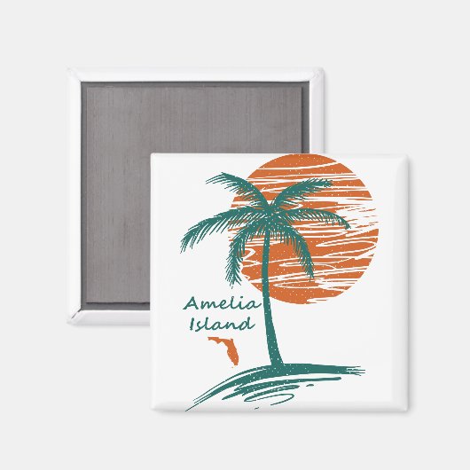 Amelia Island Palm Tree Magneet (Voorkant / Achterkant)