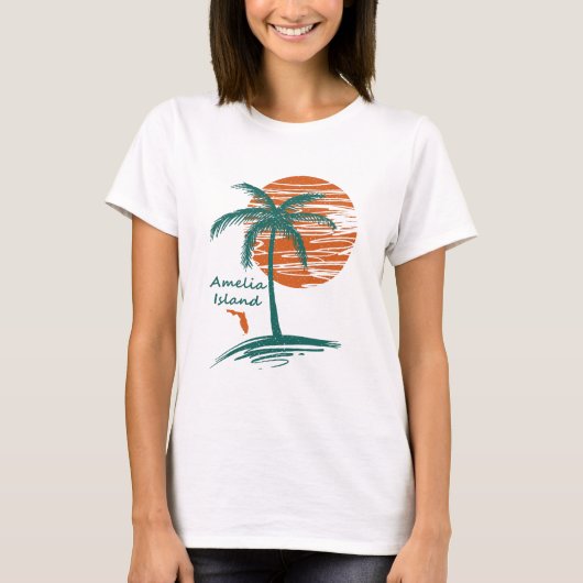 Amelia Island Palm Tree T-shirt (Voorkant)