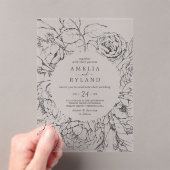 AMELIA Modern Elegant Botanische Bloemen Huwelijk Acryl Uitnodigingen (Insitu (Draagbaar))