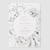 AMELIA Modern Elegant Botanische Bloemen Huwelijk Vellum Uitnodigingen (Voorkant)