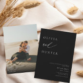 AMELIA Moderne Foto Zwart & Wit Huwelijk Kaart