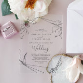 AMELIA Moderne Rustieke Boho Elegante Bloemen Huwe Acryl Uitnodigingen