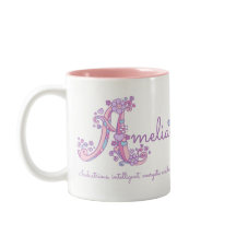 Amelia-naam: decoratieve A-monogram-mok