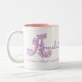 Amelia-naam: decoratieve A-monogram-mok Tweekleurige Koffiemok