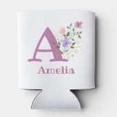 Amelia Naam met een bloemendesign Blikjeskoeler (Achterkant)