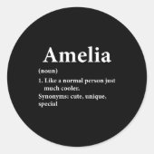 Amelia Name Definition Funny D  Ronde Sticker (Voorkant)