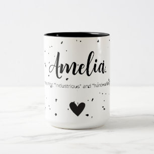 Amelia Name onthult Betekenis van de minimale mode Tweekleurige Koffiemok