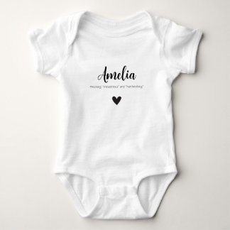 Amelia Name openbaart Betekenis van de minimale mo Romper