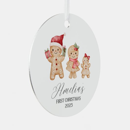 Amelia Personalized Baby's First Christmas Metalen Ornament (Voorkant Rechts)