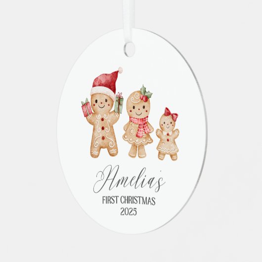 Amelia Personalized Baby's First Christmas Metalen Ornament (Voorkant links)