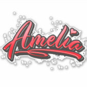 Amelia red Heart Graffiti Aufkleber Sticker (Voorkant)