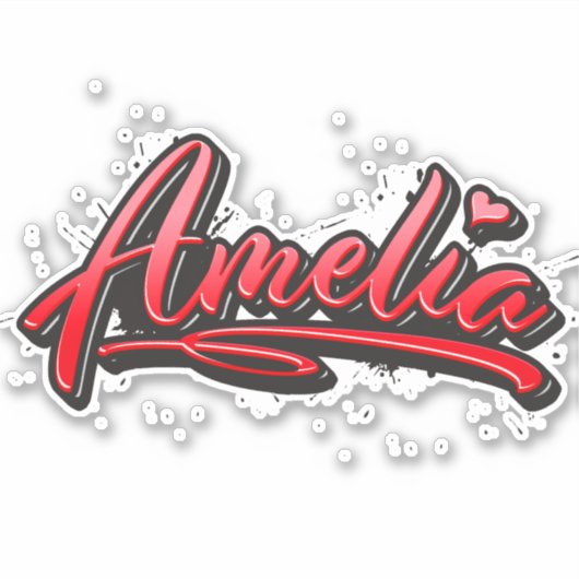Amelia red Heart Graffiti Aufkleber Sticker (Voorkant)