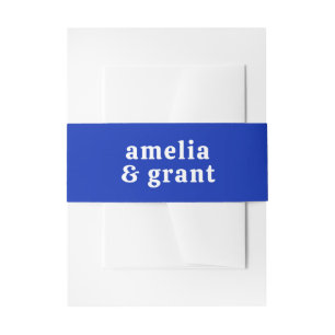 Amelia Royal Blue Moderne bruiloft Uitnodigingen Wikkel