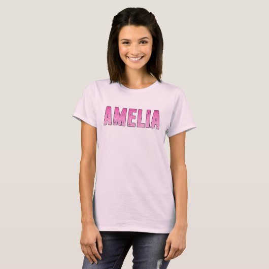 Amelia roze naam T-Shirt (Voorkant volledig)