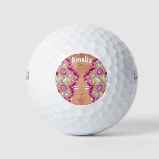 AMELIA ~ Roze rode crème, fractal Design ~ Golfballen (Voorkant)