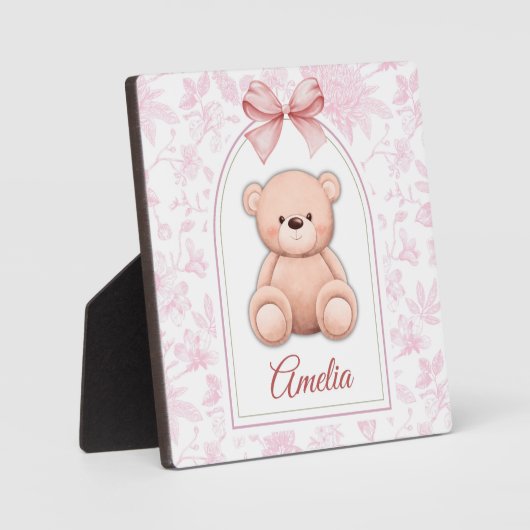 Amelia | Slaapkamerontwerp met roze teddybeer op m Fotoplaat (Voorkant)