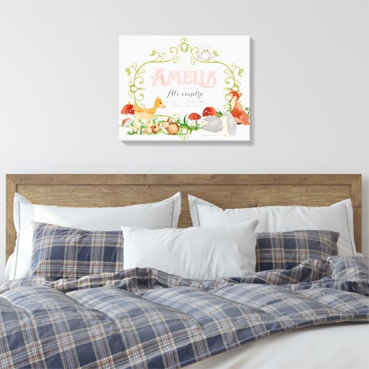 Amelia Top 100 Baby Names Girls Newborn Nursery Canvas Afdruk (Insitu (Slaapkamer))