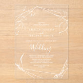 AMELIA Wit Rustiek Boho Elegant Bloemen Huwelijk Acryl Uitnodigingen (Voorkant)