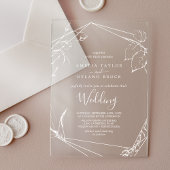 AMELIA Wit Rustiek Boho Elegant Bloemen Huwelijk Acryl Uitnodigingen