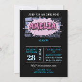 AMELIA Your Name Meisjes Roze Graffiti Hip Hop Kaart (Voorkant)