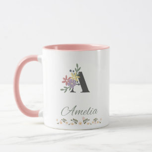 Amelia's Elegant Pink Floral Coffee Mok