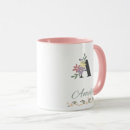 Amelia's Elegant Pink Floral Coffee Mok (Voorkant rechts)