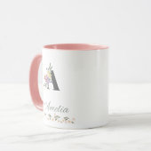 Amelia's Elegant Pink Floral Coffee Mok (Voorkant links)