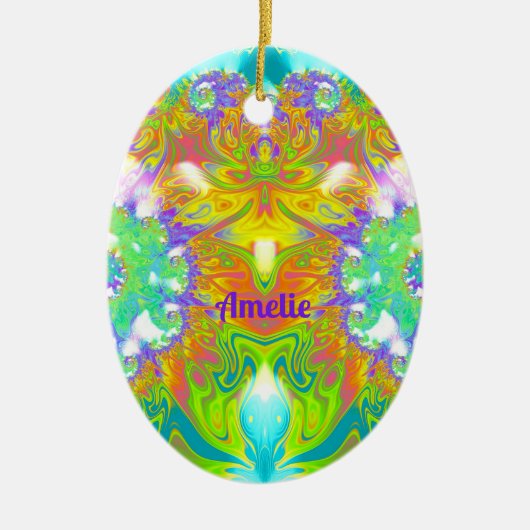 AMELIE~ PAASEI ~ FRACTAL Meerkleurig Keramisch Ornament (Voorkant)