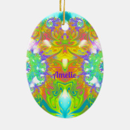 AMELIE~ PAASEI ~ FRACTAL Meerkleurig  Keramisch Ornament
