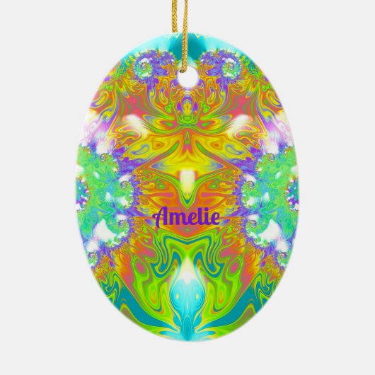 AMELIE~ PAASEI ~ FRACTAL Meerkleurig  Keramisch Ornament (Achterkant)