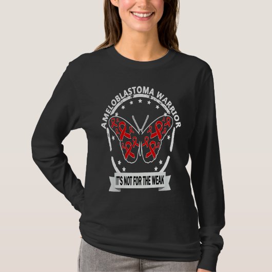 Ameloblastoma Warrior red ribbon butterfly awarene T-shirt (Voorkant)