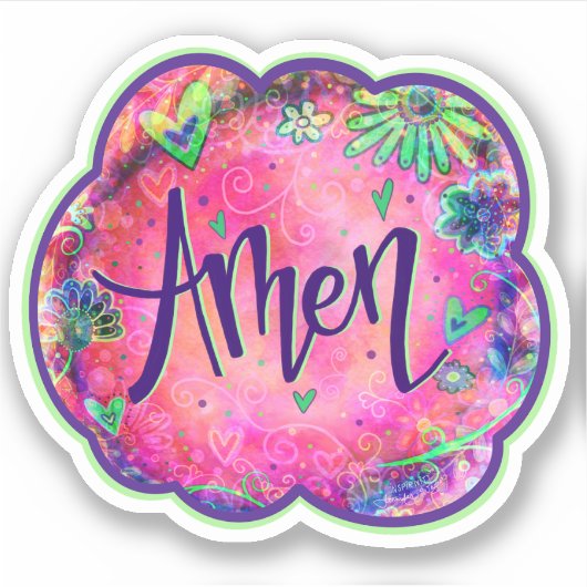 Amen Fun Pink Inspirivity Religieuze Sticker (Voorkant)