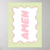 Amen Pastel Roze Groene Coquette Christelijk Poste Poster (Voorkant)