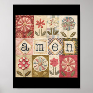 Amen Patchwork Bloem Gelukkig Pasen Jezus Christel Poster