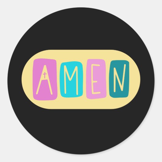 AMEN RONDE STICKER (Voorkant)